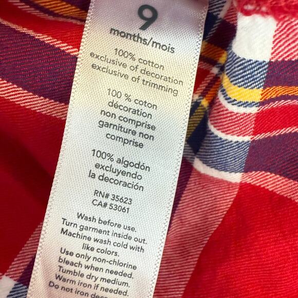 Carter's Baby Boy Plaid Button Down Shirt One Piece Set Red Blue Size 9 Months - Picture 7 of 13